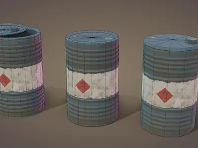 Oil Barrel Low-poly 3D model 7