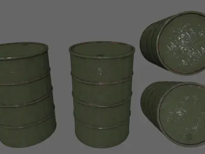 barrel set 1 tank Low-poly 3D model