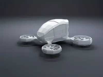 LowPoly Flying Drone Car Low-poly 3D model