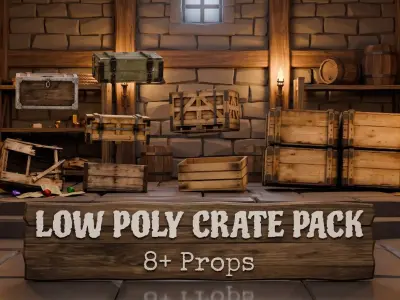 Wooden Metal Crate Collection -  Storage Crates Pack Low-poly 3D model