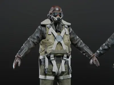 SOLDIER WWII USA Pilot Rigged 3D model