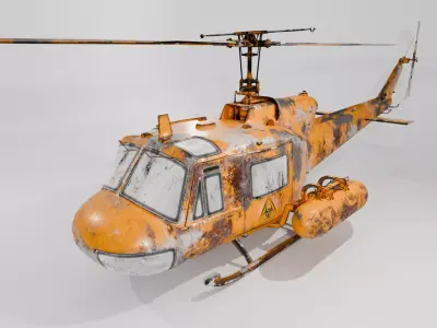 Rusty Military Helicopter Low-poly 3D model