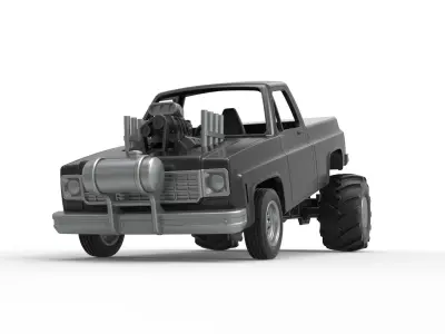 Old school pulling truck 2wd Scale 1 to 25 3D print model