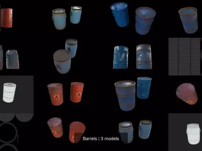 Barrels two rusty 3D Model Pack