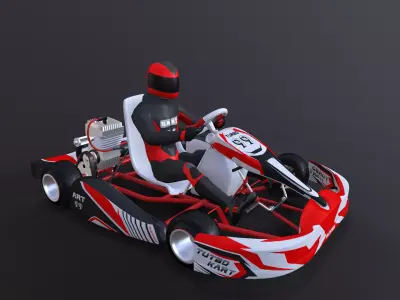 LowPolyKartWithPlayer2 go kart Low-poly 3D model