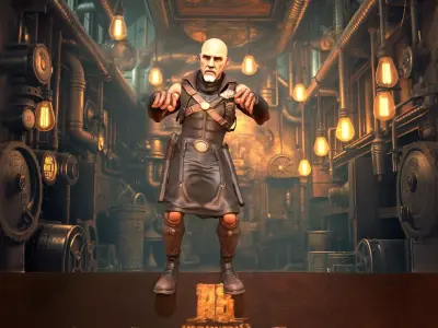 Steampunk Artisan with Intricate Attire Low-poly 3D model