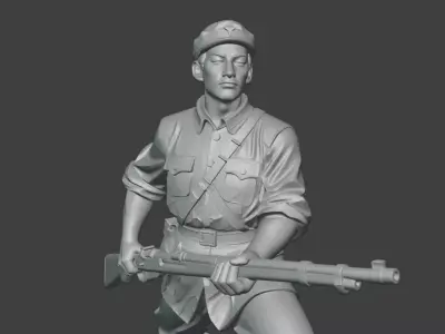 Military sculptures soldiers in battle 3D print model