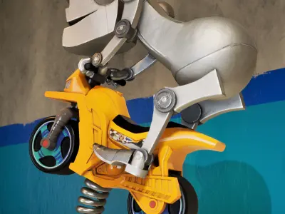 Small robot on the toy bike 3D model