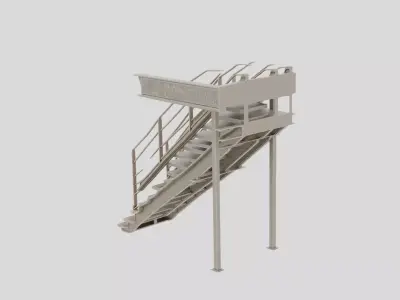 Industrial Factory Metal Staircase Segment for 3D print 3D model