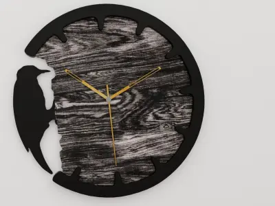 Clock wooden with metal face Free 3D model