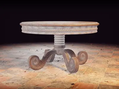 Worn Antique Wooden Table 3D model