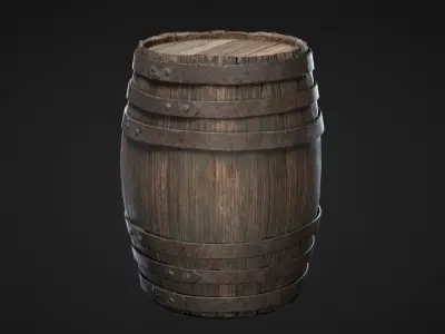 Old  Wooden Barrel Low-poly 3D model