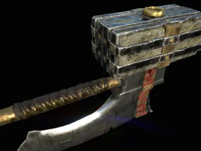 Fantasy War Axe Low-poly 3D model