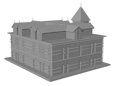 High Detail School Building 3D Model  Animation  Low-poly 3D model