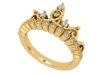 Crown Engagement Ring 3D print model
