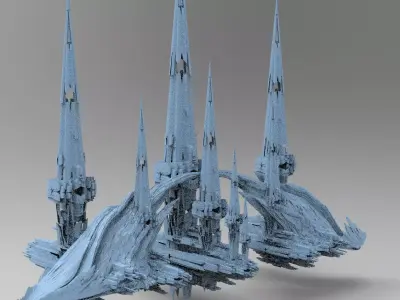 Sci fi Alien Cliff bridge 6  3D model