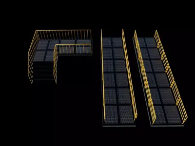 Modular industrial walkway 3D model