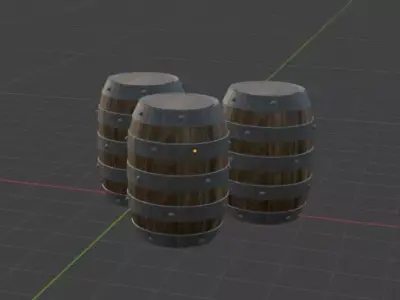 Medieval wooden Barrel Set Free 3D model