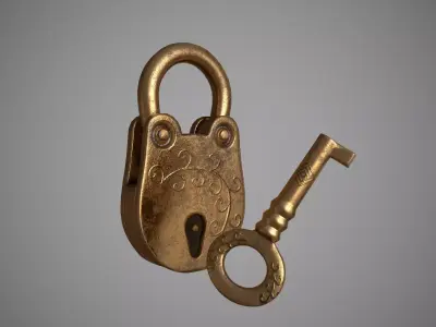 Simple Padlock Low-poly 3D model