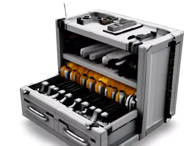 SciFi Storage Container with Drawers Low-poly 3D model