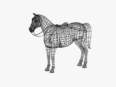 Horse for game Low-poly 3D model