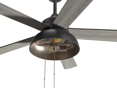 Brightondale Industrial Style Indoor Outdoor LED Ceiling Fan PBR 3D model
