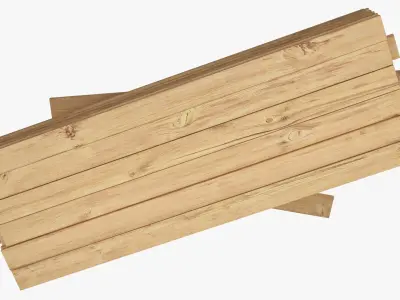 Pinewood Planks with Air Nail Gun and Chalk Reel 3D model