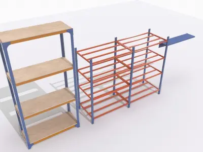 Industrial shelves 2 Low-poly 3D model