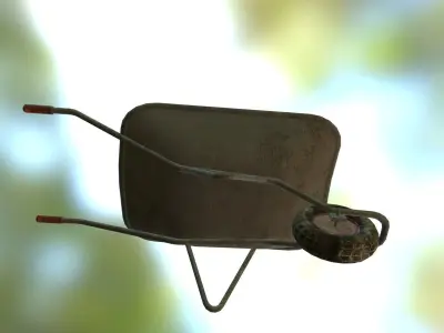 Wheelbarrow Low-poly 3D model 4
