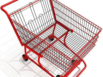 3D Red Metal Shopping Cart 3D model