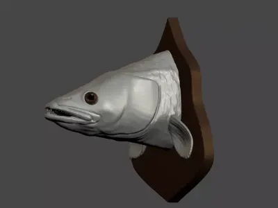 Zander detailed texture trophy taxidermy for 3D printing Free 3D print model