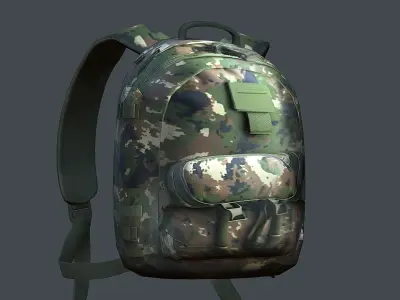 Backpack military combat Black baggage Low-poly 3D model Low-poly 3D model purchase
