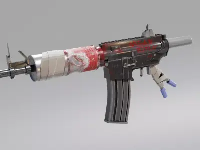 Apocalyptic M4 Rifle Low-poly 3D model