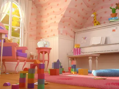  Cartoon Corridor Bedroom V3 