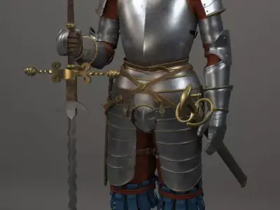 Knight  with   sword  flamberge 3D model