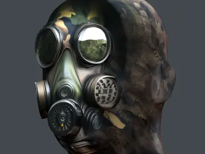 Gas mask helmet 3d model military combat Low-poly Low-poly 3D model 6