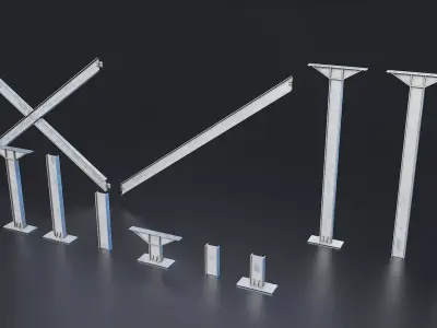 Steel Structural Beam Set - 1 Low-poly 3D model