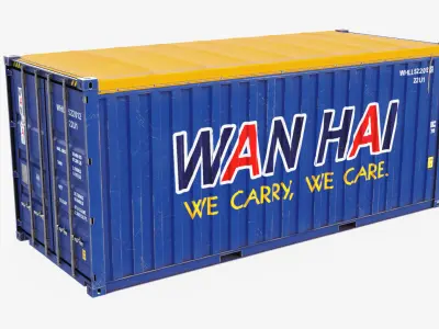 20ft Wan Hai Open Top shipping Container 3D model