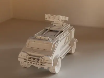 Sci-Fi military car Low-poly 3D model