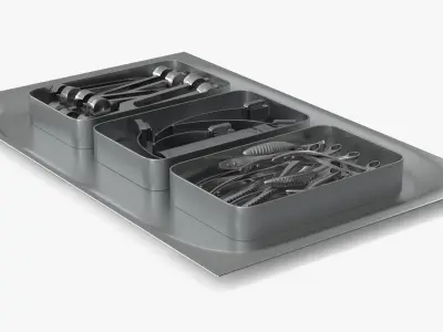 Surgical Tray with Airway Tools and Retractors Medical Steel 3D model