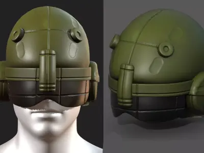Helmet scifi military futuristic technology  Low-poly 3D model
