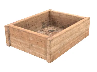 Wooden box Low-poly 3D model 3