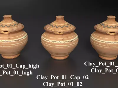 Antique Rustic Clay Pot Low-poly 3D model