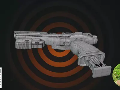 White Cyberpunk Tactical Pistol - Futuristic High-Tech Blaster 3D model