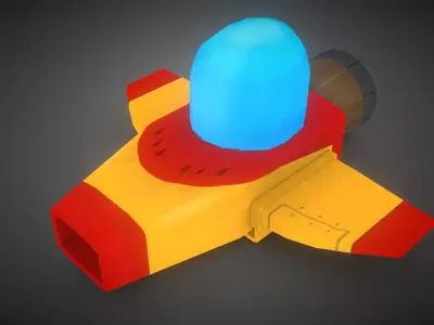 Stylized Spaceship Game Asset Low-poly 3D model