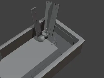 wooden boards paint and two brushes 3D model