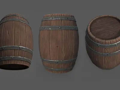 Stylized Barrel Low-poly 3D model get