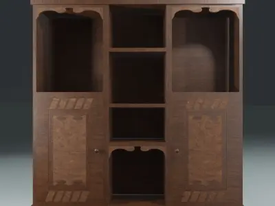 Game Ready Vintage Wooden Cabinet Low Poly PBR Low-poly 3D model