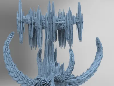 Sci fi Alien Dragon Bone Spine cliffs city 3 3D model