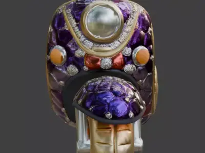 Stylized Chibi Jeweled Mosaic Tri-Scooter Low-poly 3D model